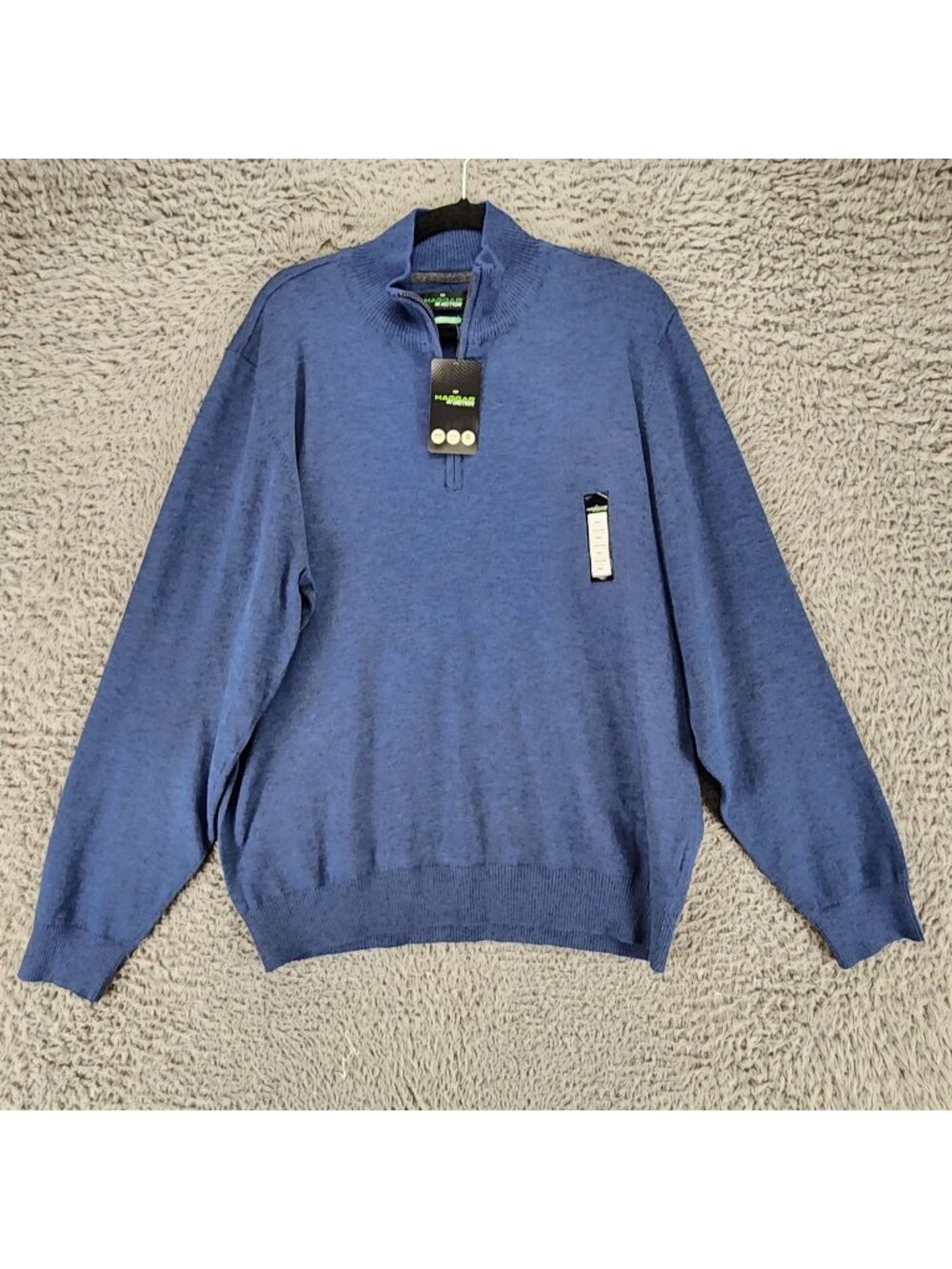 Haggar Sweater Mens XXL In Motion Blue Knit Zip Pullover *NWT*